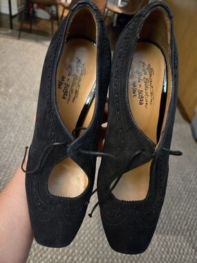 Santoni Black Suede Lace-Up Ankle Boots